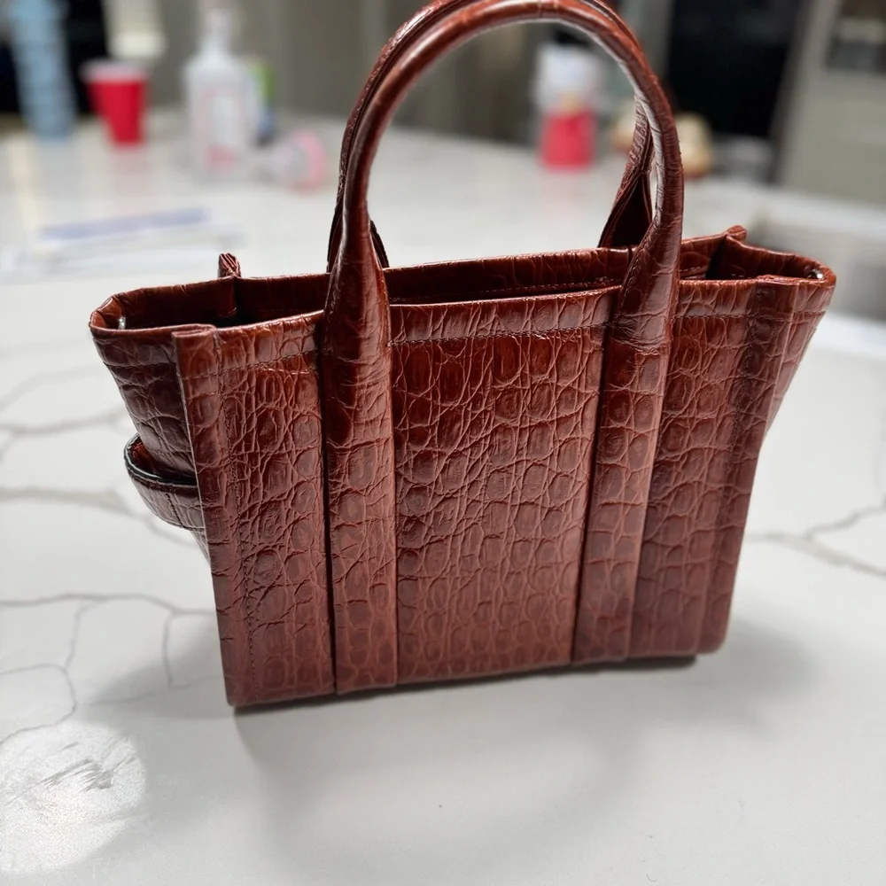 Marc Jacobs Cognac Croc-Embossed Tote - Picture 2 of 8